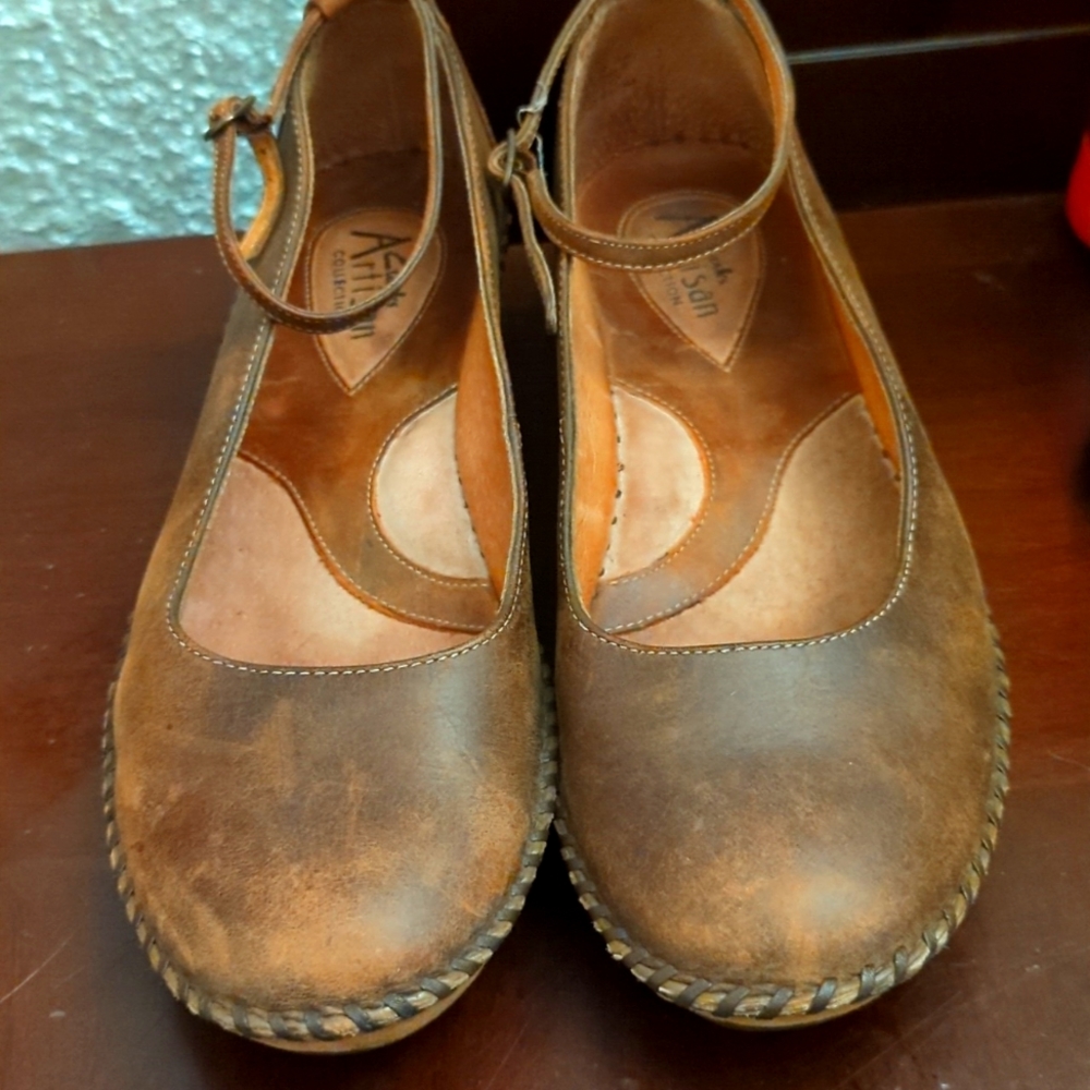 Clarks Artisan Collection Ankle Strap Wedge Brown Size 8M